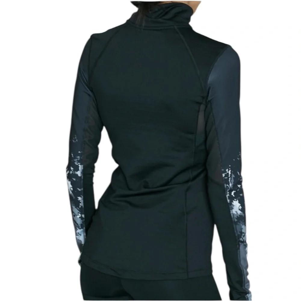 Nike Black and Gray Camo Sleeve Top